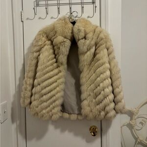 genuine white fox fur coat